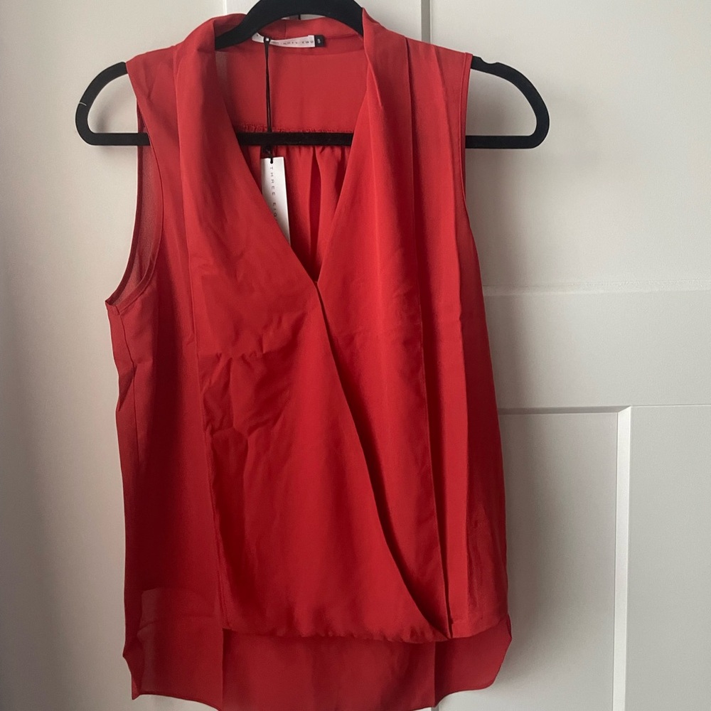 Three Eighty Two Elegant Red Sleeveless Blouse Size Small